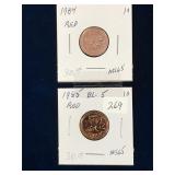 1984, 1985 Can Pennies, Red  Unc. MS65
