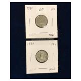 1976, 1971 Can Dimes, Uncirculated MS65