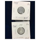 1988, 1995  Can Dimes  Unc. MS65