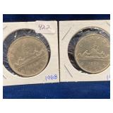 1968, 1969 Canadian Nickel Dollars