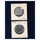 1987, 1988 Can Quarters, Unc. MS65