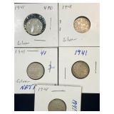 5 Netherlands 25 cent Silver Coins