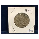 1941 Canadian Silver 50 cent piece