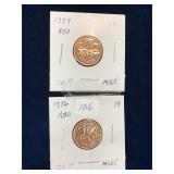 1974, 1976 Can Pennies, Red Unc. MS65