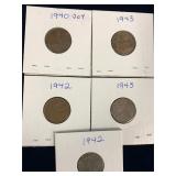 1940, 1942, 1943 Canadian  Pennies