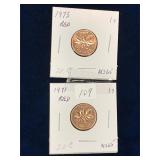 1971, 1973 Can Pennies, Red Unc. MS65