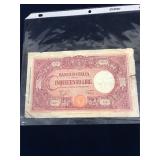 1943 Italy 500 Lire Bank Note