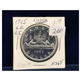 1965 Can Silver Dollar, BLT 5, Unc. MS65