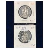 1974, 1989 Can Half Dollars,  Unc. MS65