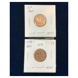 1975, 1979 Can Pennies, Red Unc. MS65