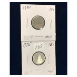 1970, 1975 Can Dimes   Unc. MS65