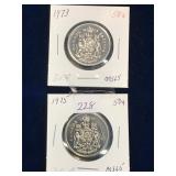1973, 1975 Can Half Dollars,  Unc. MS65