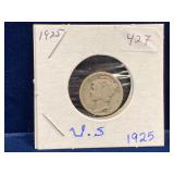 1925 USA Silver Mercury 10 cent piece
