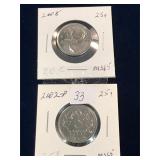 2002P, 2008 Can Quarters,   Uncirculated MS65