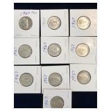ten 1967 Can Silver 25 cent pieces