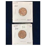 1998, 2004 Can Pennies, Red Unc. MS65