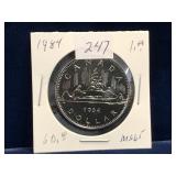 1984 Can Dollar Coin,  Unc. MS65
