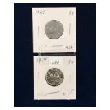1974,1988 Can Nickels, Unc. MS65