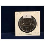 1978 Canadian Dollar Coin, Uncirculated MS65