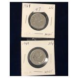 1969, 1999 Can Quarters, Uncirculated MS65