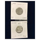 2012, 2017 Can Nickels Uncirculated MS65