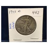 1941D USA Liberty Walking Silver 50 cent pce