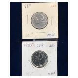 1984, 1985 Can Quarters, Unc. MS65
