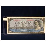 1954 Canadian $5 Devils Face Bank Note