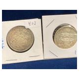 two1966 Canadian Silver 50 cent pieces