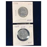 1986, 1983 Can Quarters, Unc. MS65