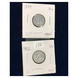 1994, 1992  Can Dimes   Unc. MS65