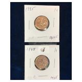 1988, 1995 Can Pennies, Red Unc. MS65