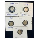 5 Netherlands 10 cent Silver Coins