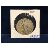 1935 USA Liberty Walking Silver 50 cent pce