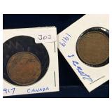 1917, 1919 Canadian Lge Pennies