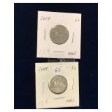 2008, 2009 Can Nickels Uncirculated MS65