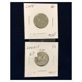 2002P, 2008 Can Nickels Uncirculated MS65