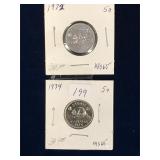 1972,1974 Can Nickels, Unc. MS65