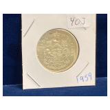 1959 Canadian Silver 50 cent piece