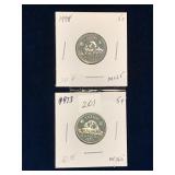 1973,1998 Can Nickels, Unc. MS65
