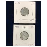 1981, 2017 Can Dimes   Unc. MS65