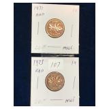 1971, 1973 Can Pennies, Red Unc. MS65