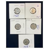 five 1965 - 78D USA  Roosevelt Dimes