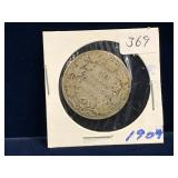 1909 Canadian Silver 50 cent piece