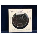 1986 Can Dollar Coin,  Unc. MS65