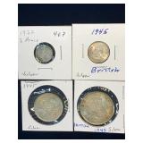 4 British Silver Coins