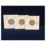 1946S, 47D, 47S USA Silver Roosevelt 10 cent pcs