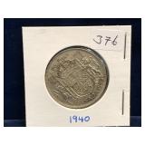 1940 Canadian Silver 50 cent piece