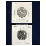 1972, 1975 Can Quarters, Unc. MS65
