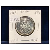 1965 Can Silver 50 Cent Piece,  Unc. MS65